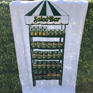 80's Salad Bar Beach Towel - Novelty Pickle Bath Sheet - Beach Supplies
